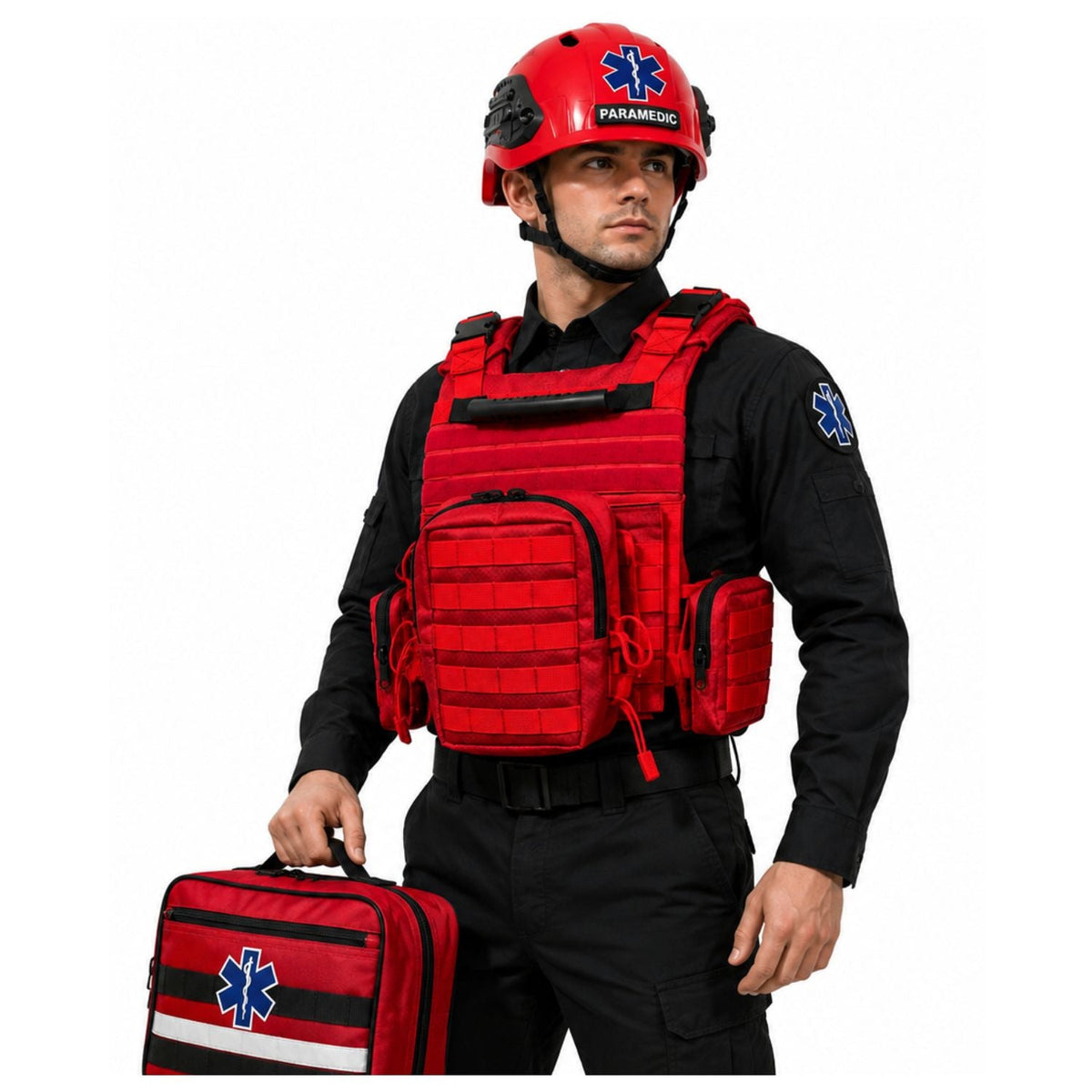 Chaleco táctico para paramédico y brigadistas con MOLLE y bolsillos (SN274) - foto 4