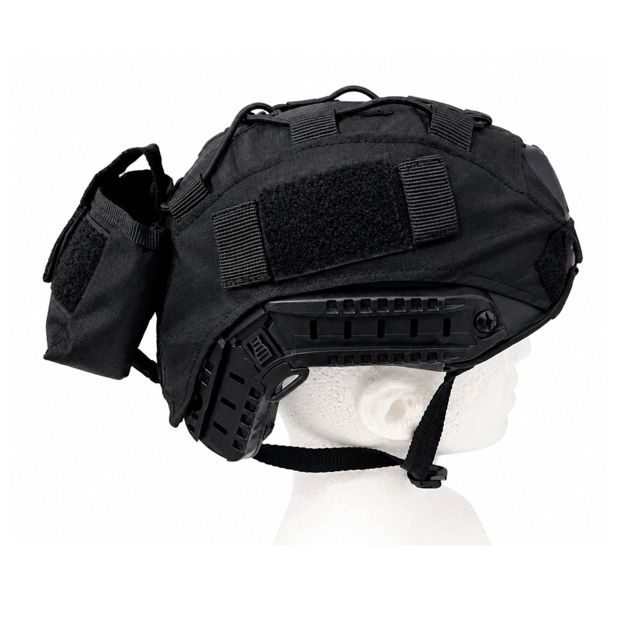 Funda para casco táctico tipo FAST con bolsa trasera y paneles de velcro (SN276) - foto 3
