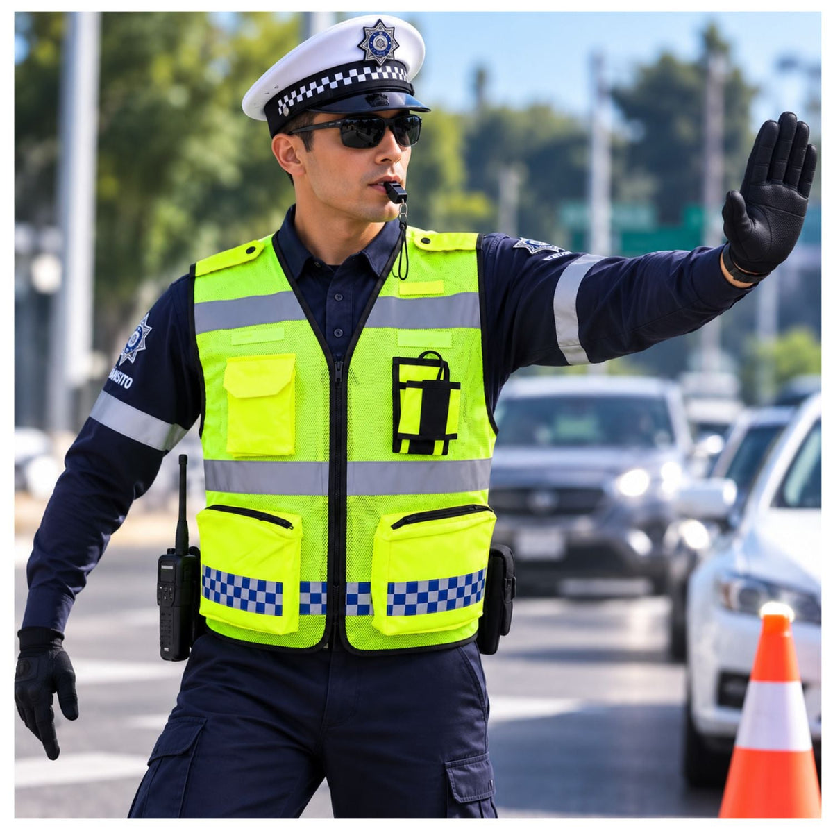 Chaleco reflectante de malla transpirable para tránsito y seguridad vial (SN286) - foto 4