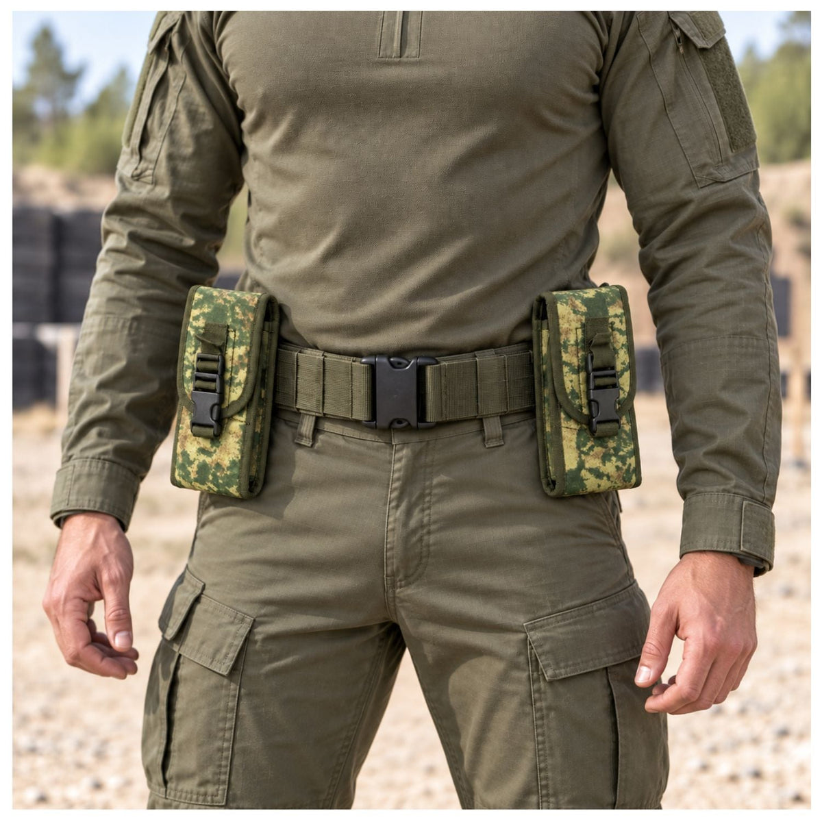 Par de cartucheras tácticas camuflaje con tapa de velcro y broche - foto 5