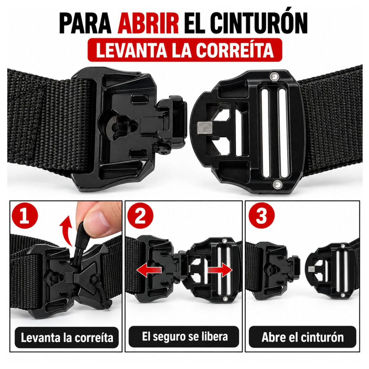 Cinturón táctico reforzado con hebilla metálica de liberación rápida - foto 5