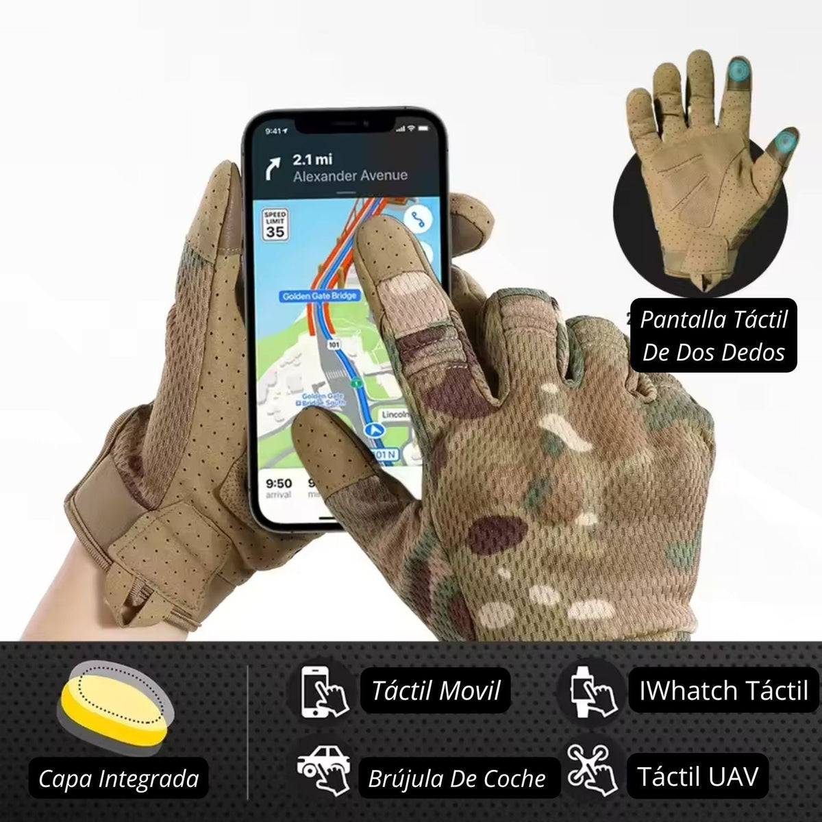 Guantes táctiles de dos dedos con protección de nudillos y ventilación - foto 2