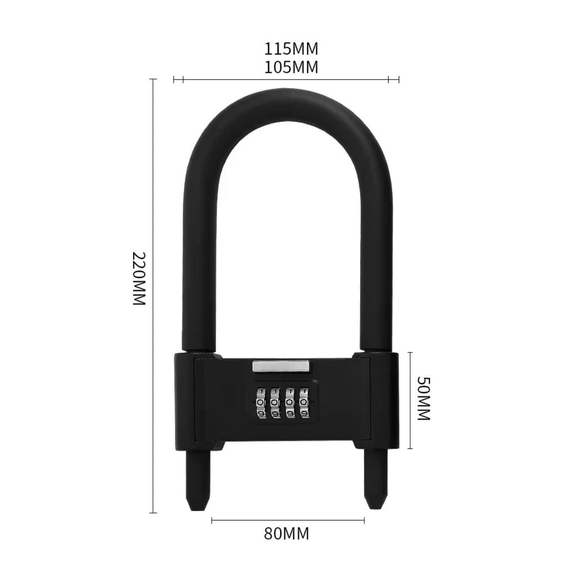 Candado U-lock de combinación de 4 dígitos para bici, scooter y rejas - foto 3