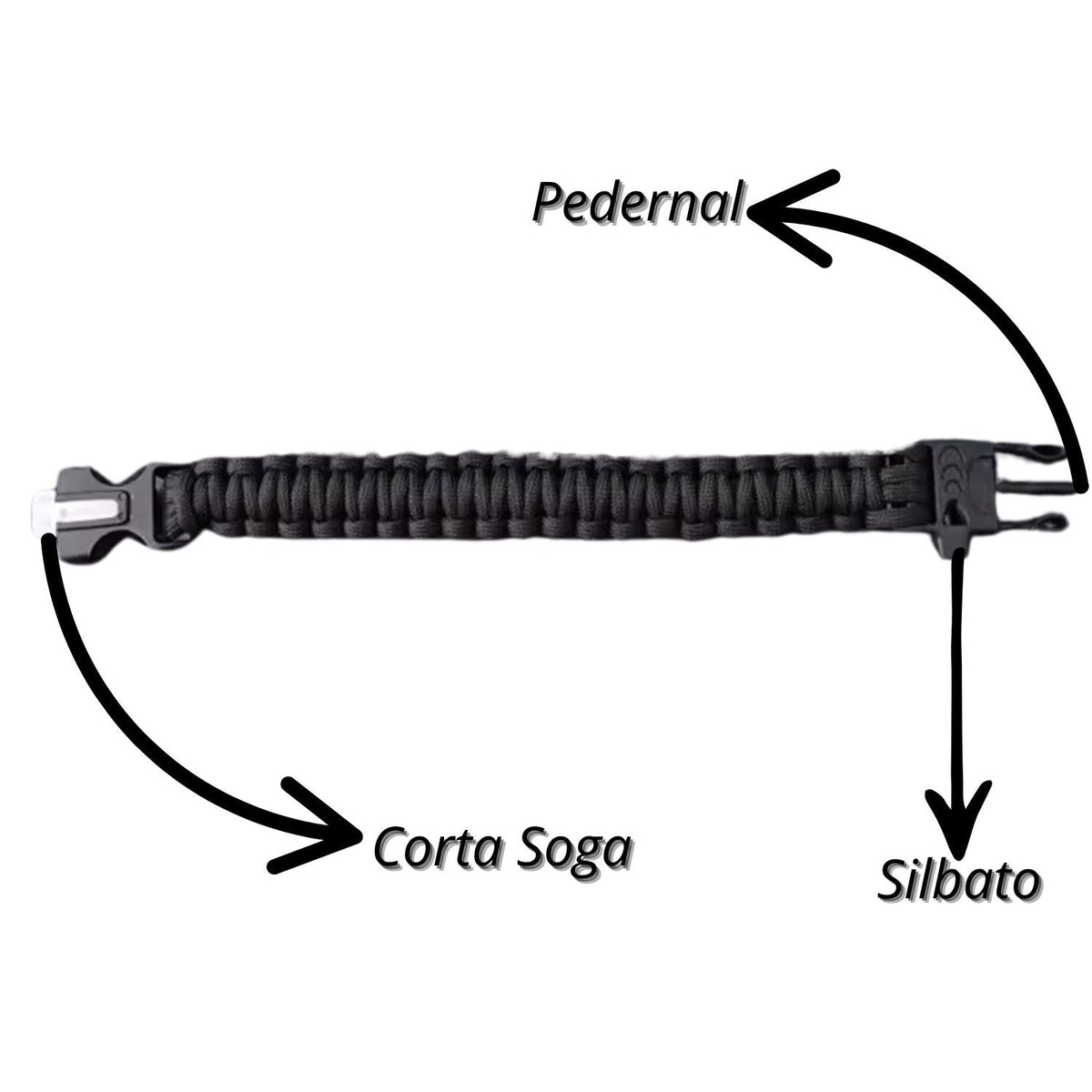 Pulsera de supervivencia con pedernal, corta soga y silbato SN179 - foto 4