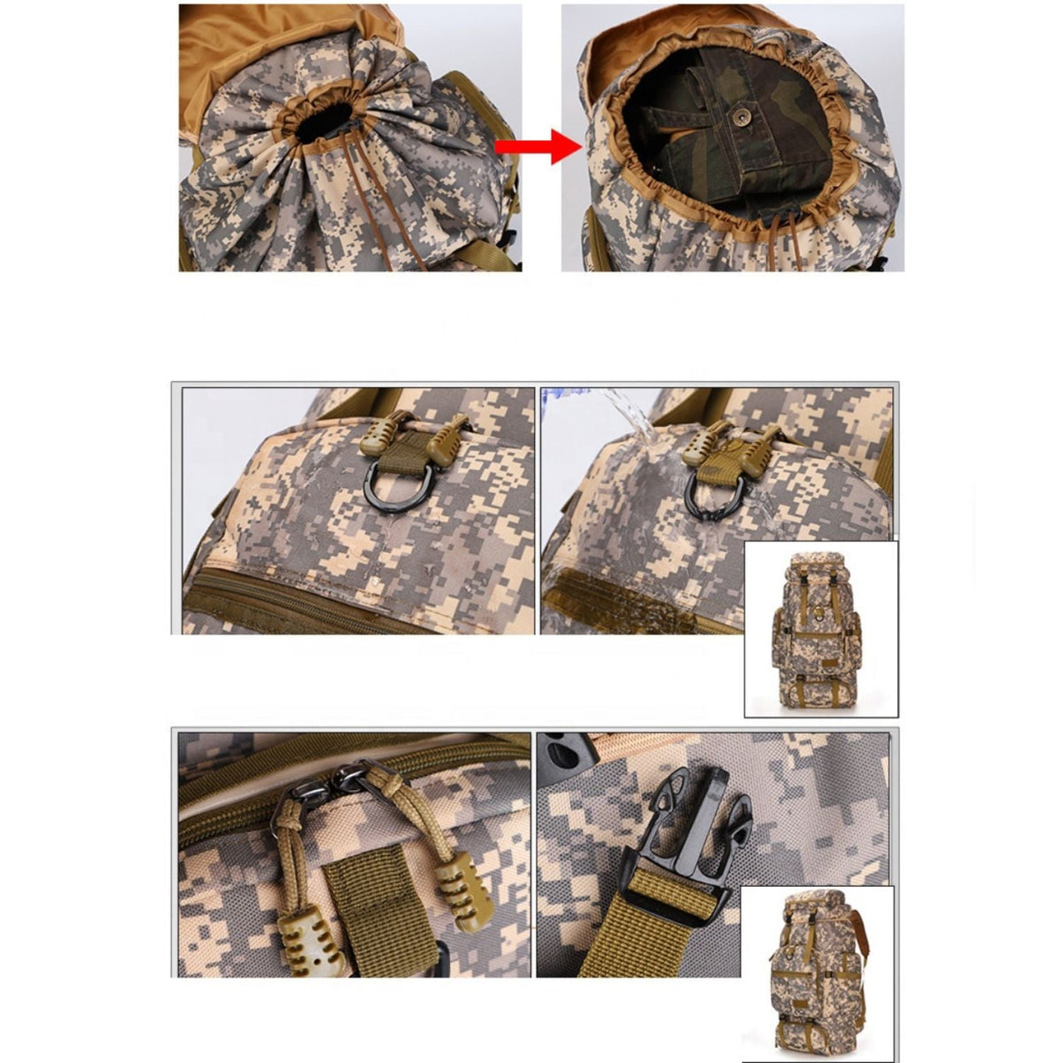 Mochila de senderismo de 75 litros con soporte de aluminio e impermeable - foto 3