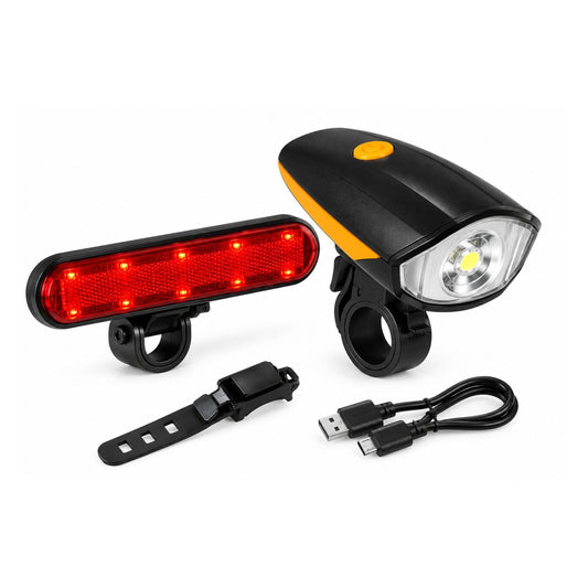 Kit de luces LED para bicicleta, delantera blanca y trasera roja recargable