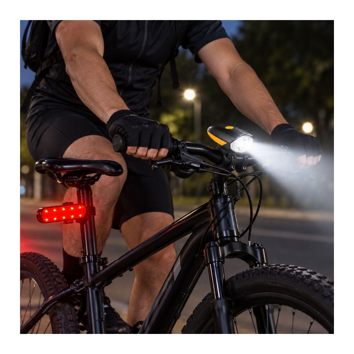 Kit de luces LED para bicicleta, delantera blanca y trasera roja recargable - foto 4