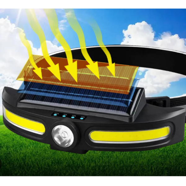Linterna frontal LED solar con ángulo de 45 grados