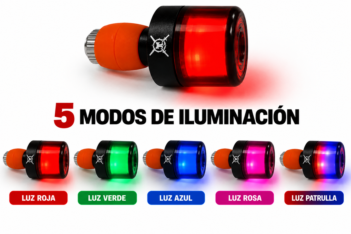 Luz LED recargable USB-C para extremo de manubrio de moto, 5 modos - foto 4