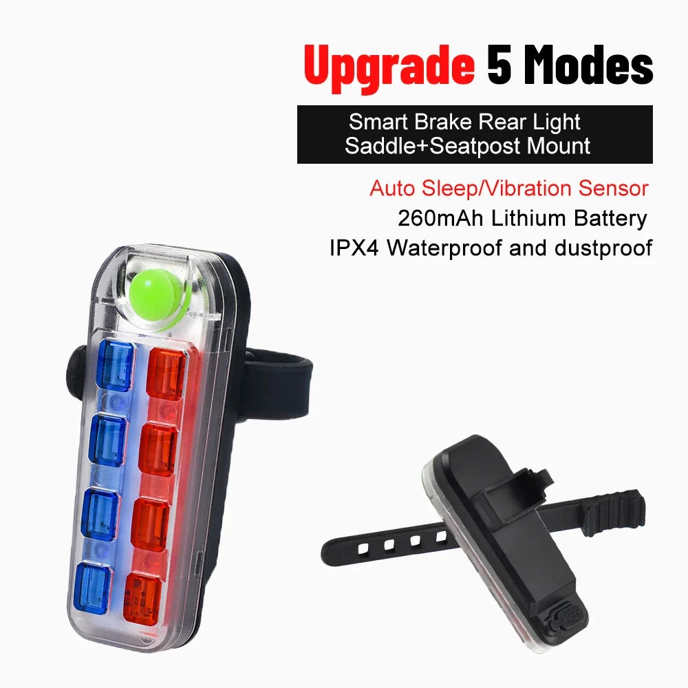 Luz trasera para bicicleta con 8 LED rojos y azules