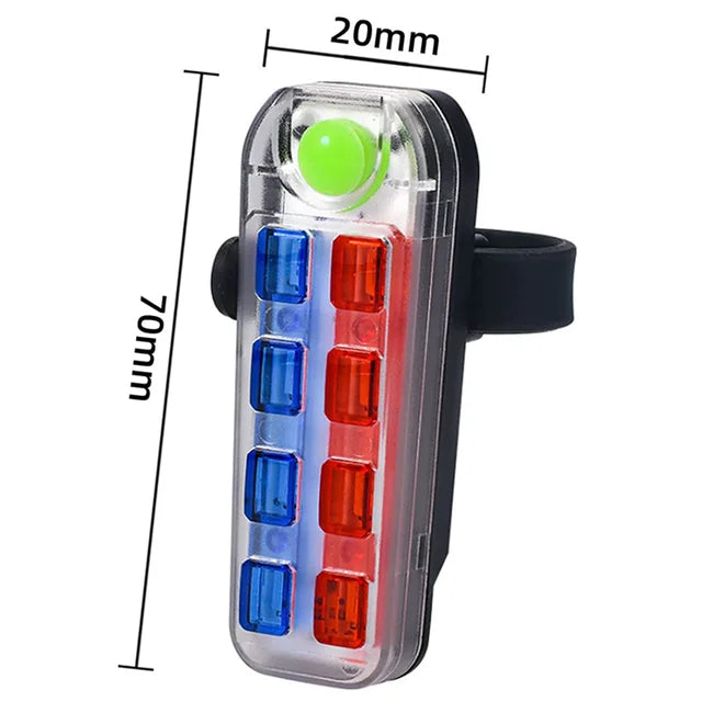 Luz trasera para bicicleta con 8 LED rojos y azules - foto 2
