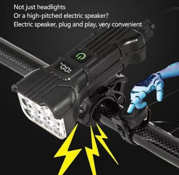 Luz frontal de 12 LED para bicicleta con bocina y carga USB - foto 3