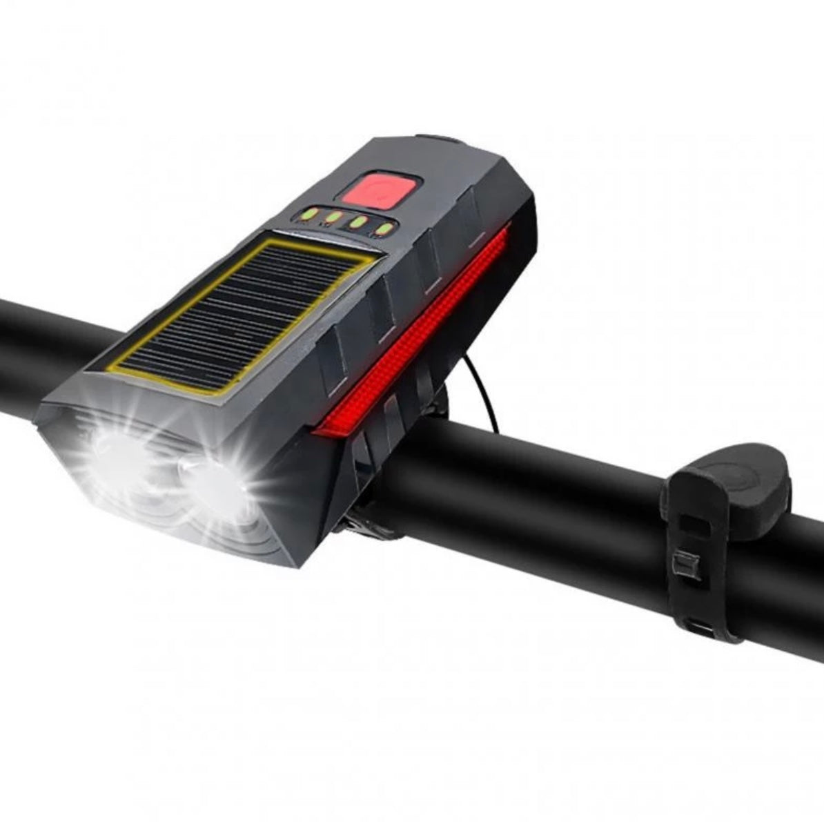 Luz para bicicleta con carga solar, claxon y power bank T052 - foto 3