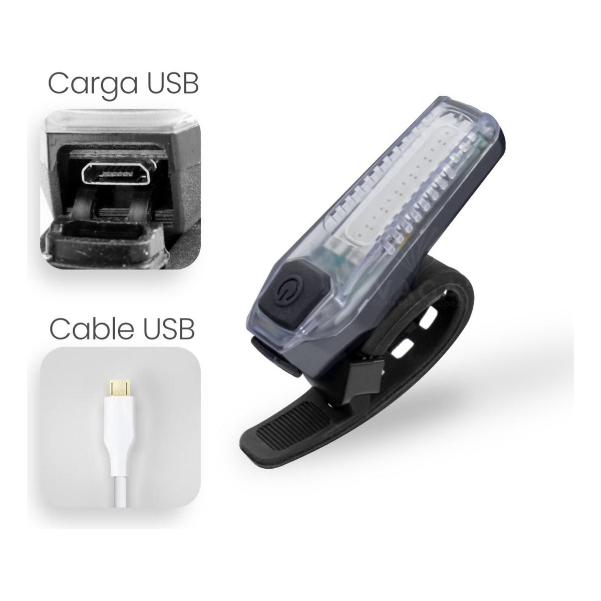 Luz trasera recargable para bici con efecto patrulla T1608AC - foto 3