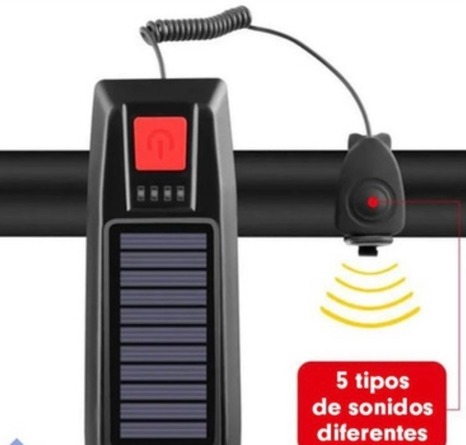 Lámpara frontal para bici con carga solar y claxon T17 - foto 2