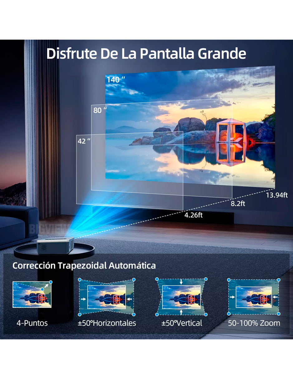 Combo Proyector Petukita Box T1 con Android 9.0 + Bocinas Con Luces Rgb Led