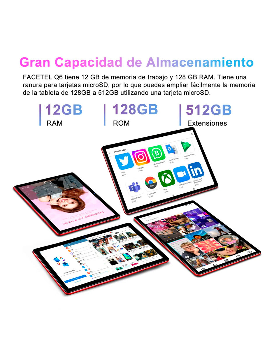 Tableta Q6 con Pantalla de 10.1" con Android 14  20 GB RAM 128 GB con Teclado y Mouse