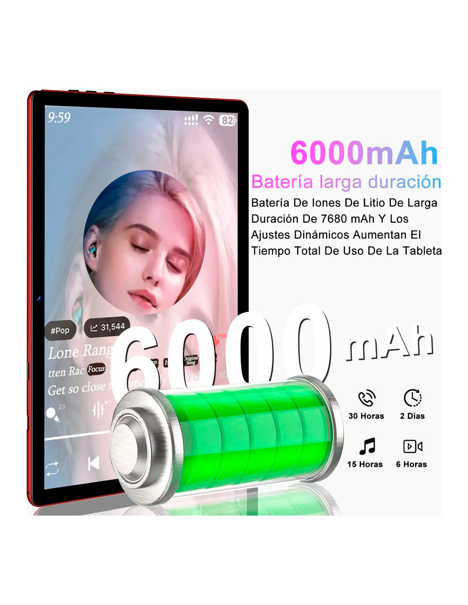 Tableta Q6 con Pantalla de 10.1" con Android 14  20 GB RAM 128 GB con Teclado y Mouse