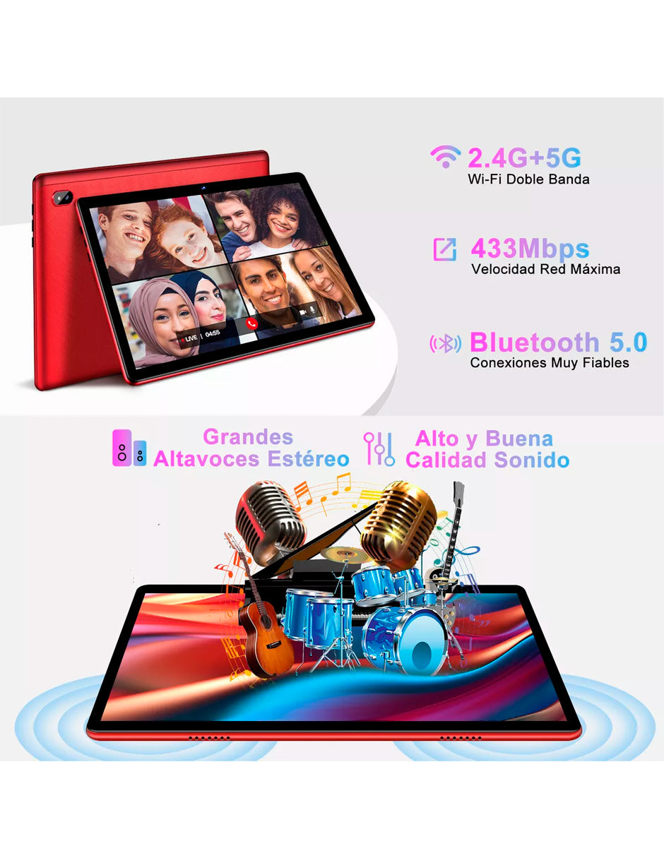 Tableta Q6 con Pantalla de 10.1" con Android 14  20 GB RAM 128 GB con Teclado y Mouse