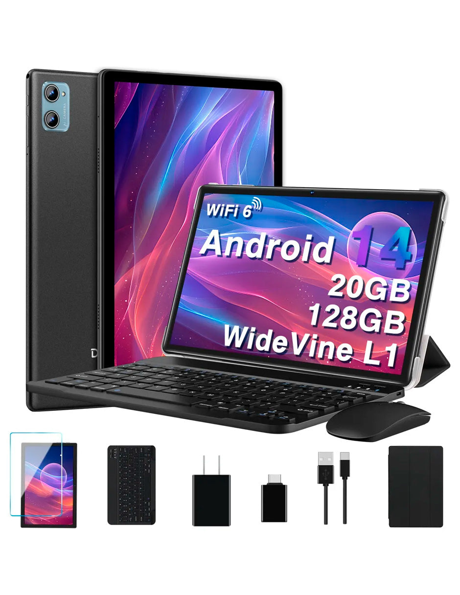 Tablet E15 Android 14 con teclado – Potencia portátil y conectividad total Negro