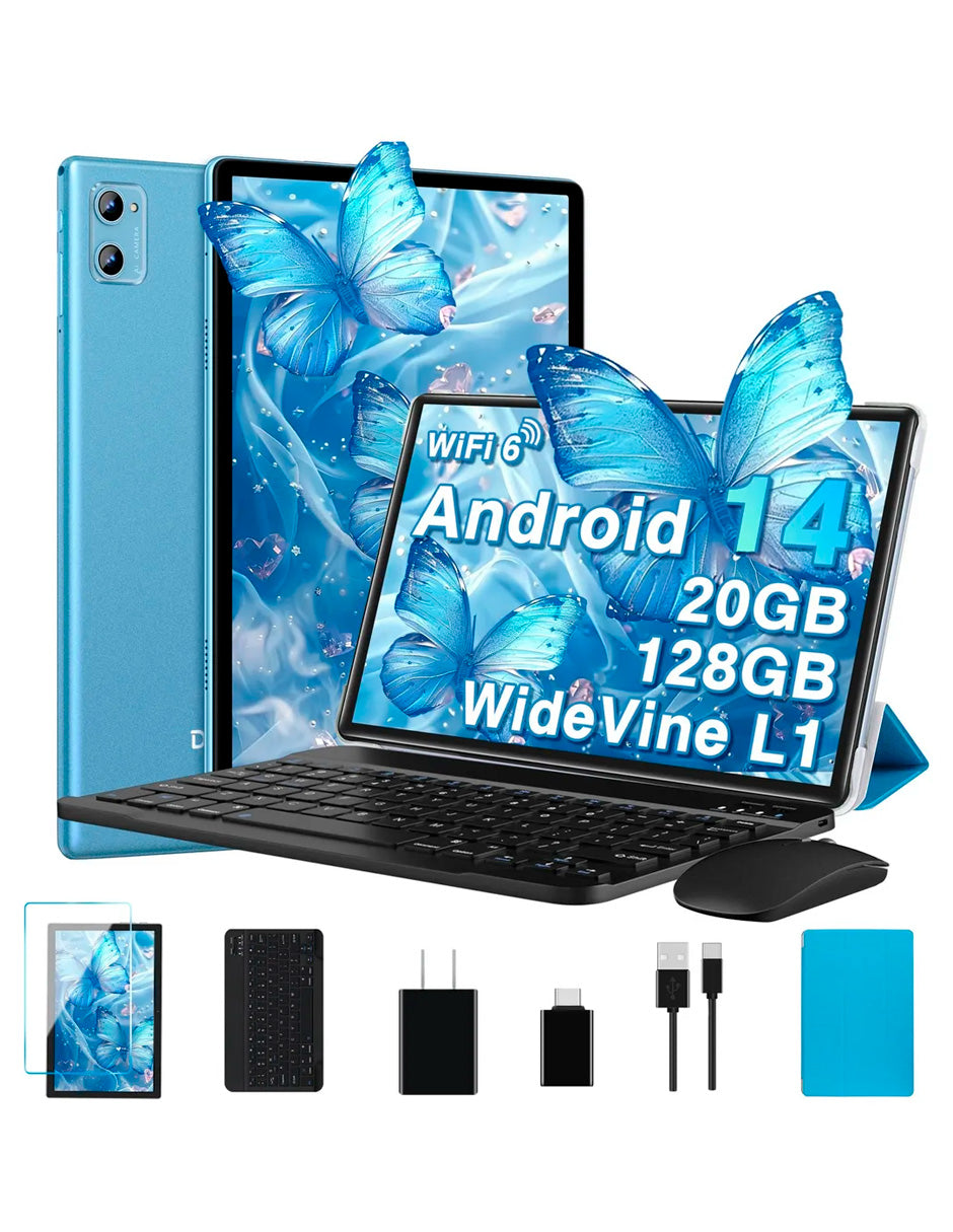 Tablet E15 Android 14 con teclado – Potencia portátil y conectividad total Azul