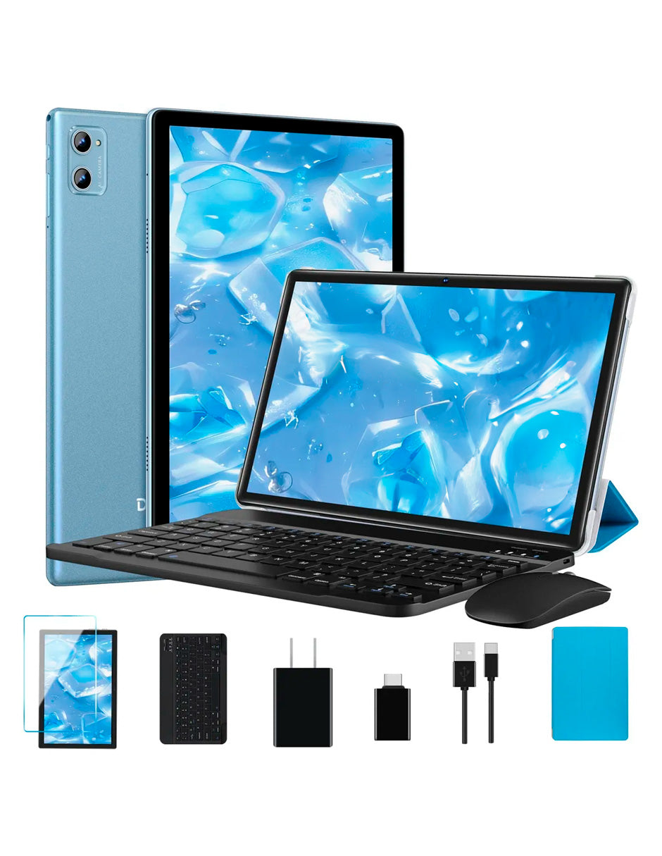 Tablet E15 Android 14 con teclado – Potencia portátil y conectividad total Azul