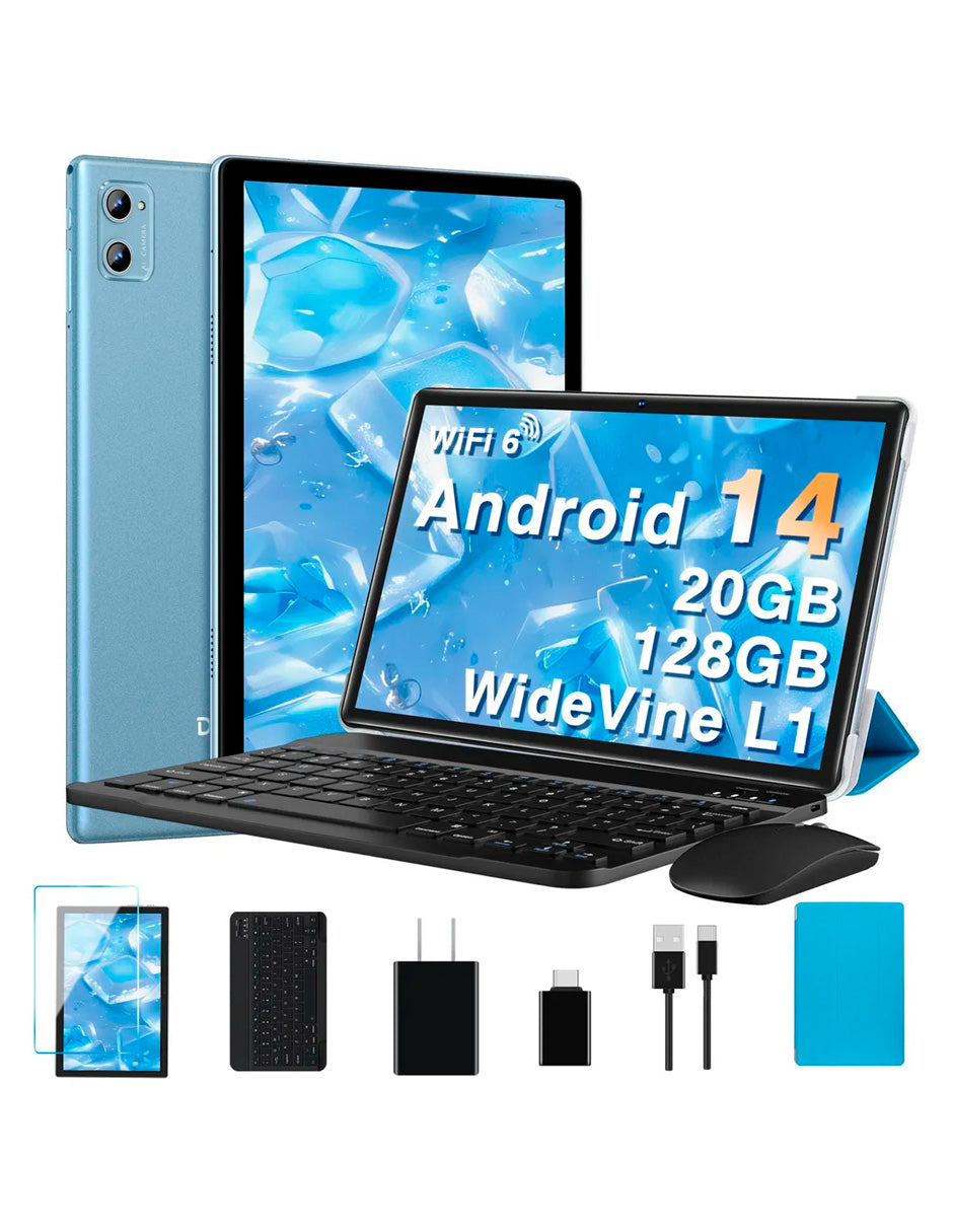 Tablet E15 Android 14 con teclado – Potencia portátil y conectividad total Azul