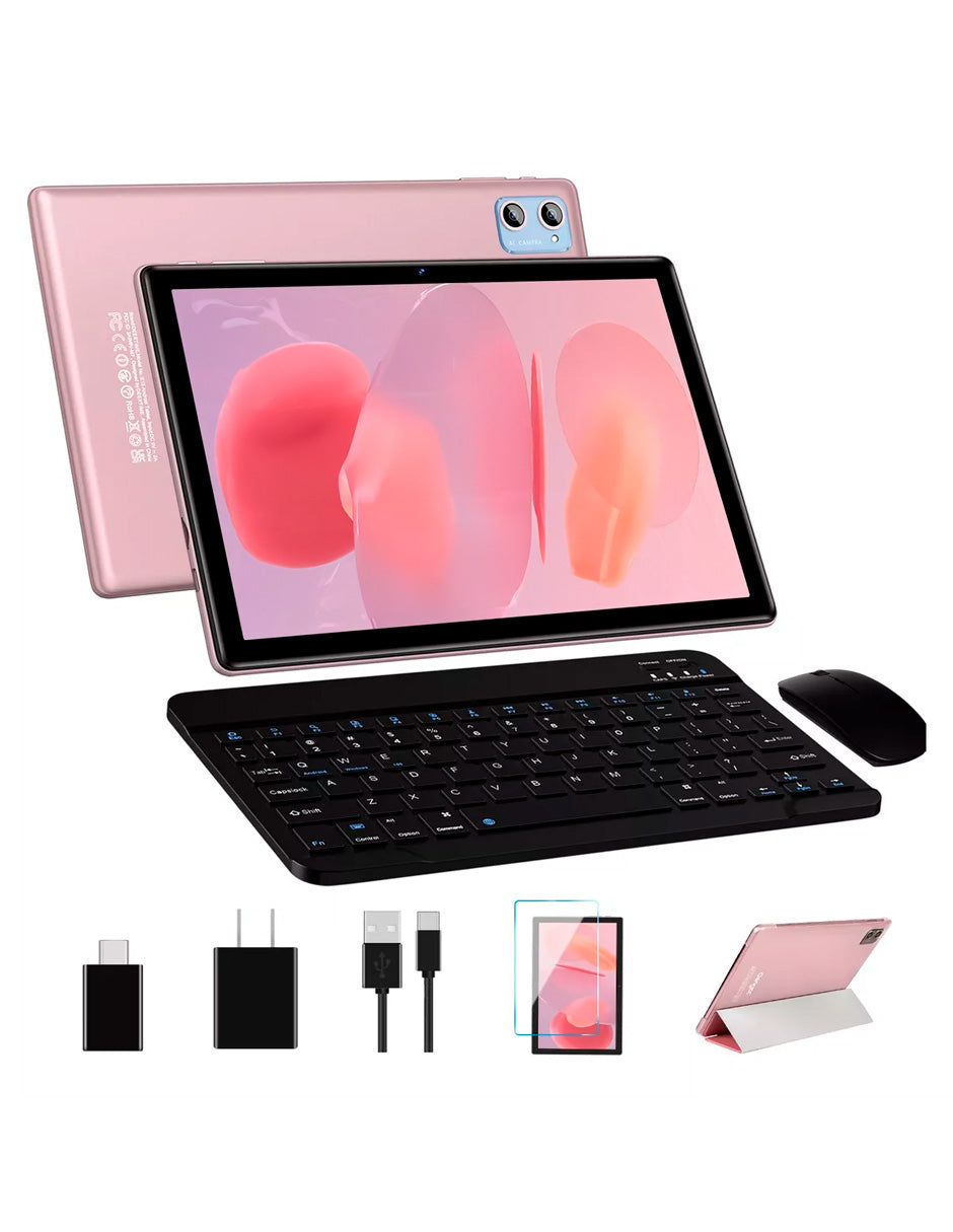Tablet E15 Android 14 con teclado – Potencia portátil y conectividad total Rosa