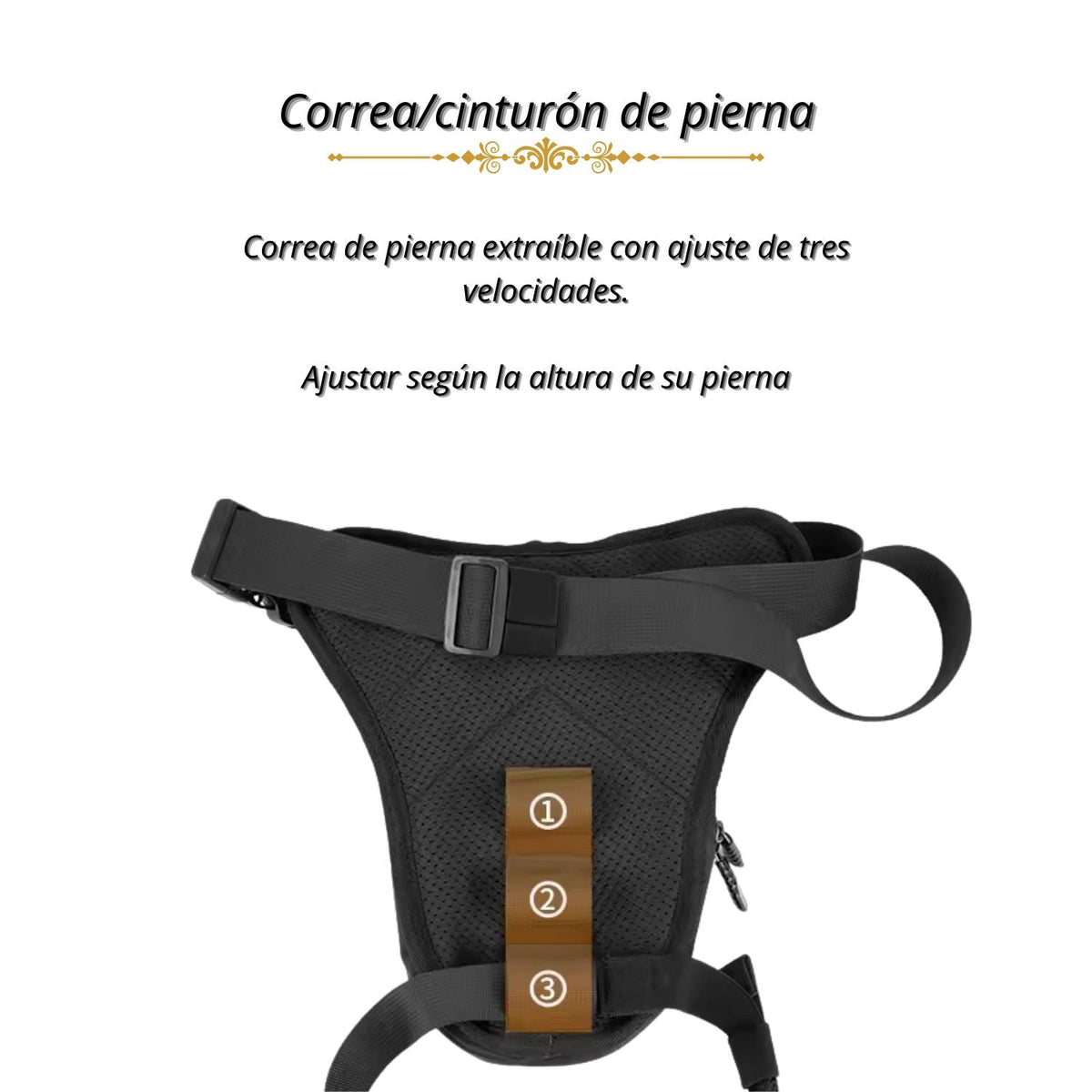 Riñonera de pierna para moto con carcasa rígida y correas ajustables - foto 2