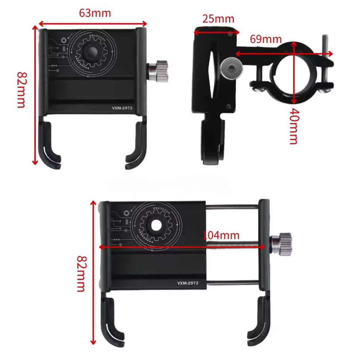 Soporte metálico de celular para moto y bicicleta, antivibración y ajustable - foto 3