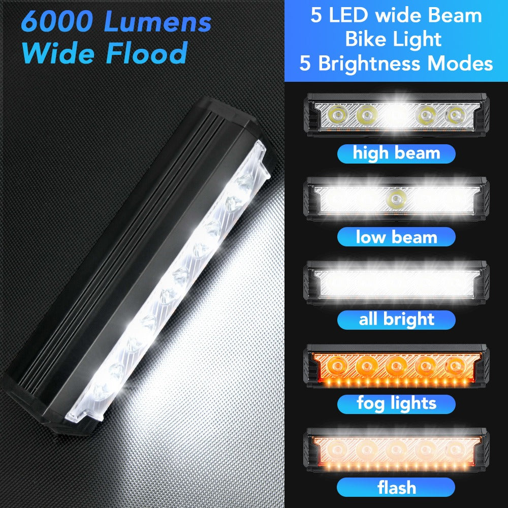 Luz frontal para bicicleta de 6000 lúmenes con 5 LED - foto 2