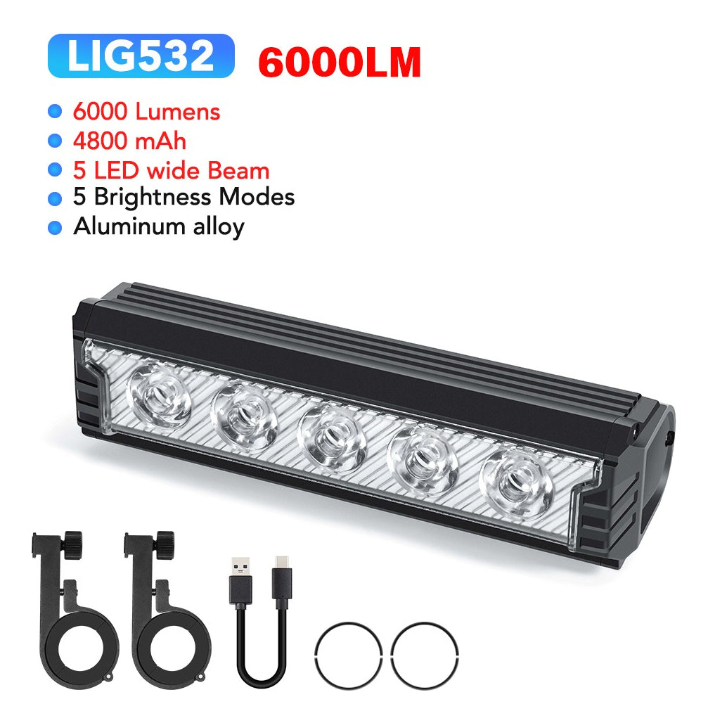 Luz frontal para bicicleta de 6000 lúmenes con 5 LED - foto 4