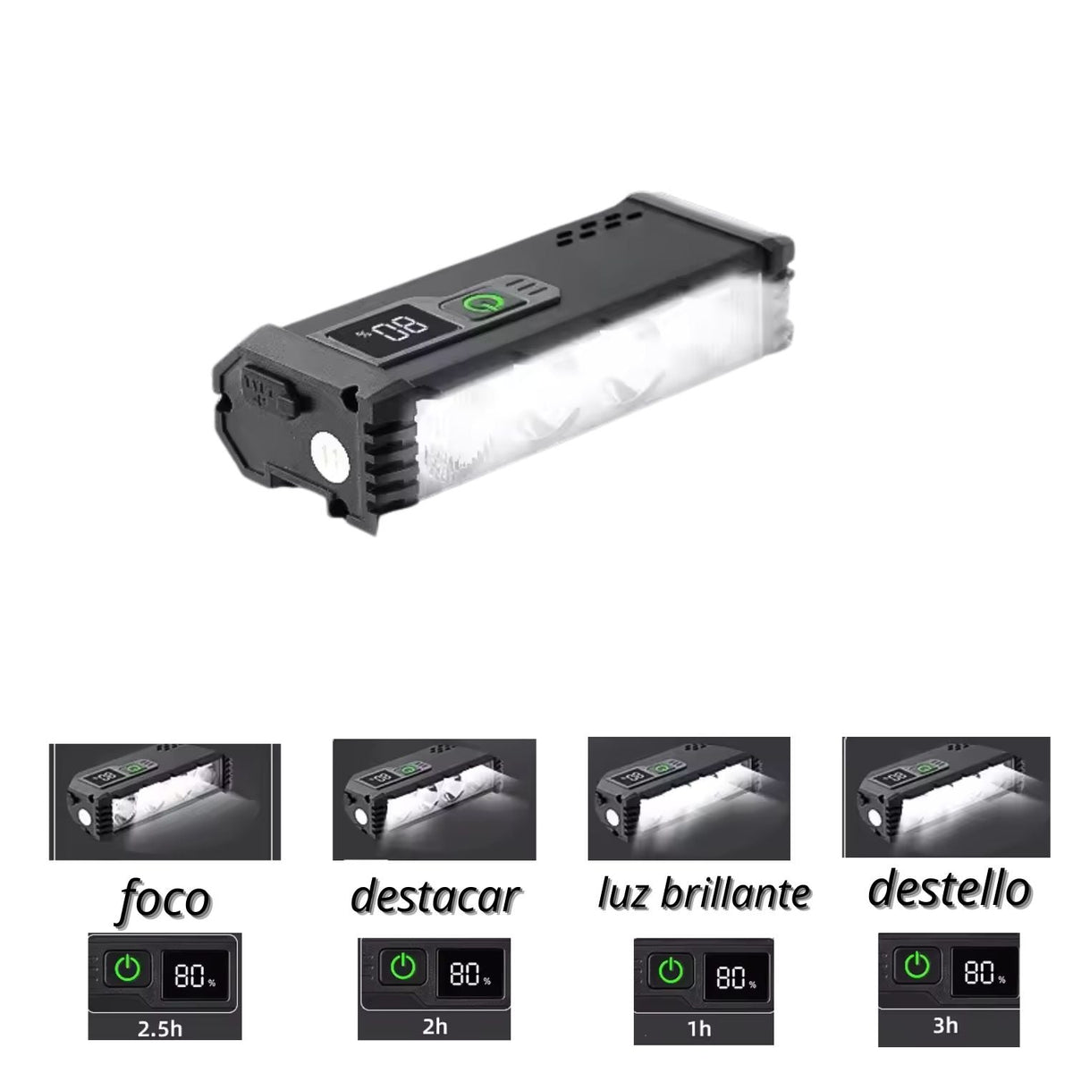 Luz LED para bici y moto recargable por USB-C con pantalla de batería - foto 3