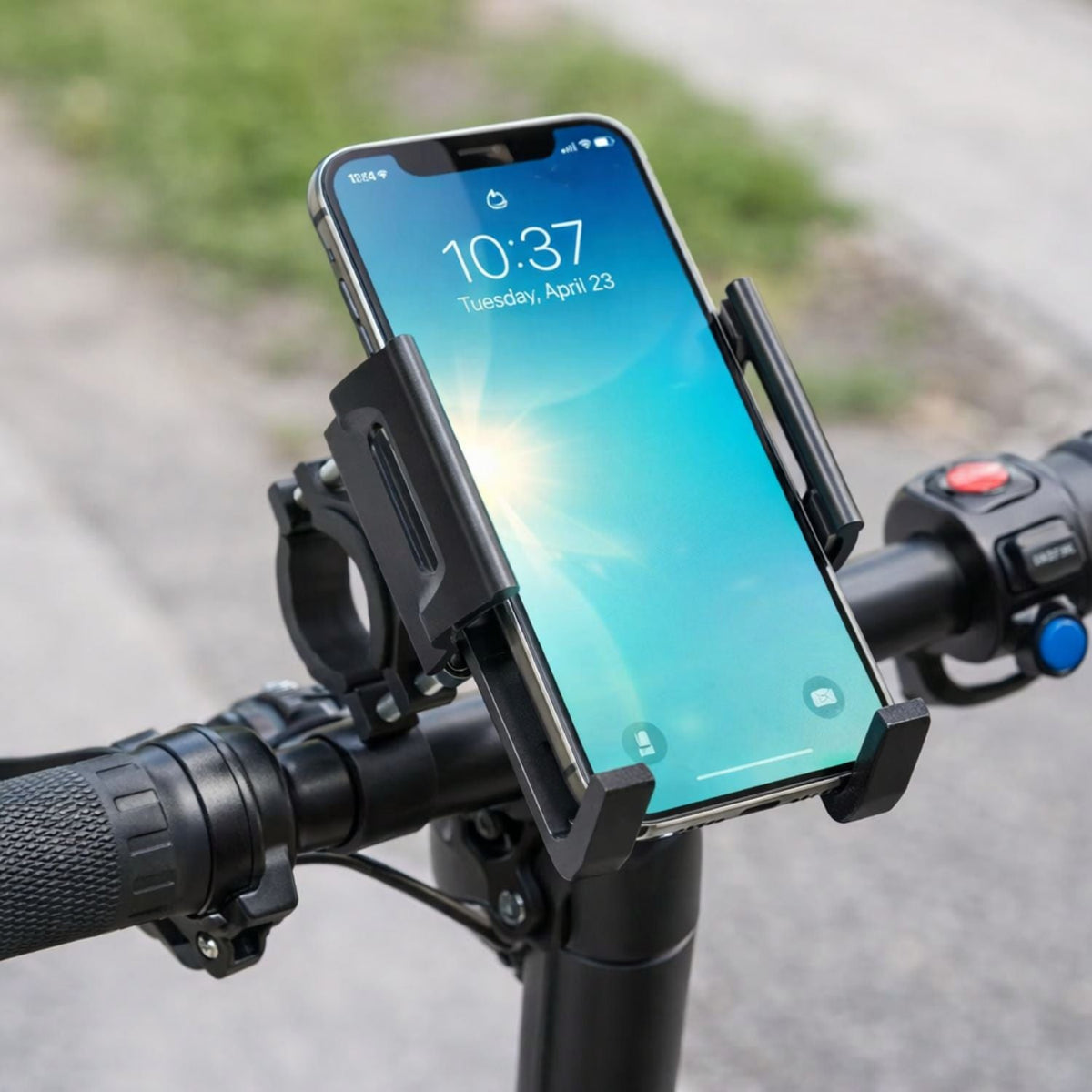 Soporte de celular antigolpes de metal para manubrio de moto, bici o scooter - foto 3