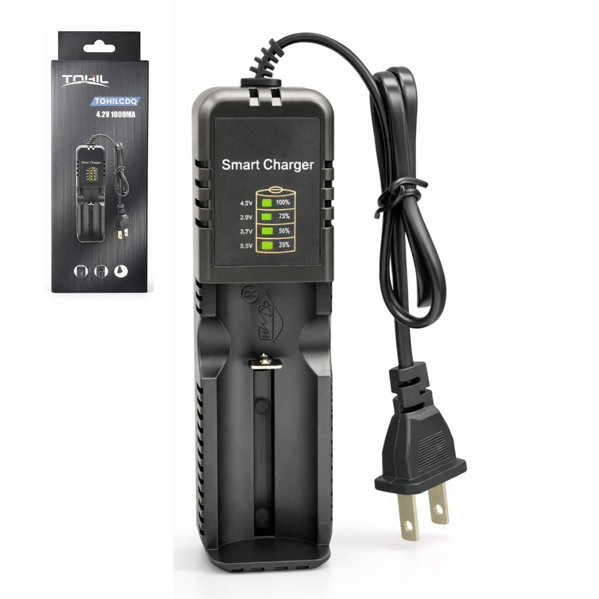 Cargador inteligente universal para baterías de litio 3.7 V con salida USB