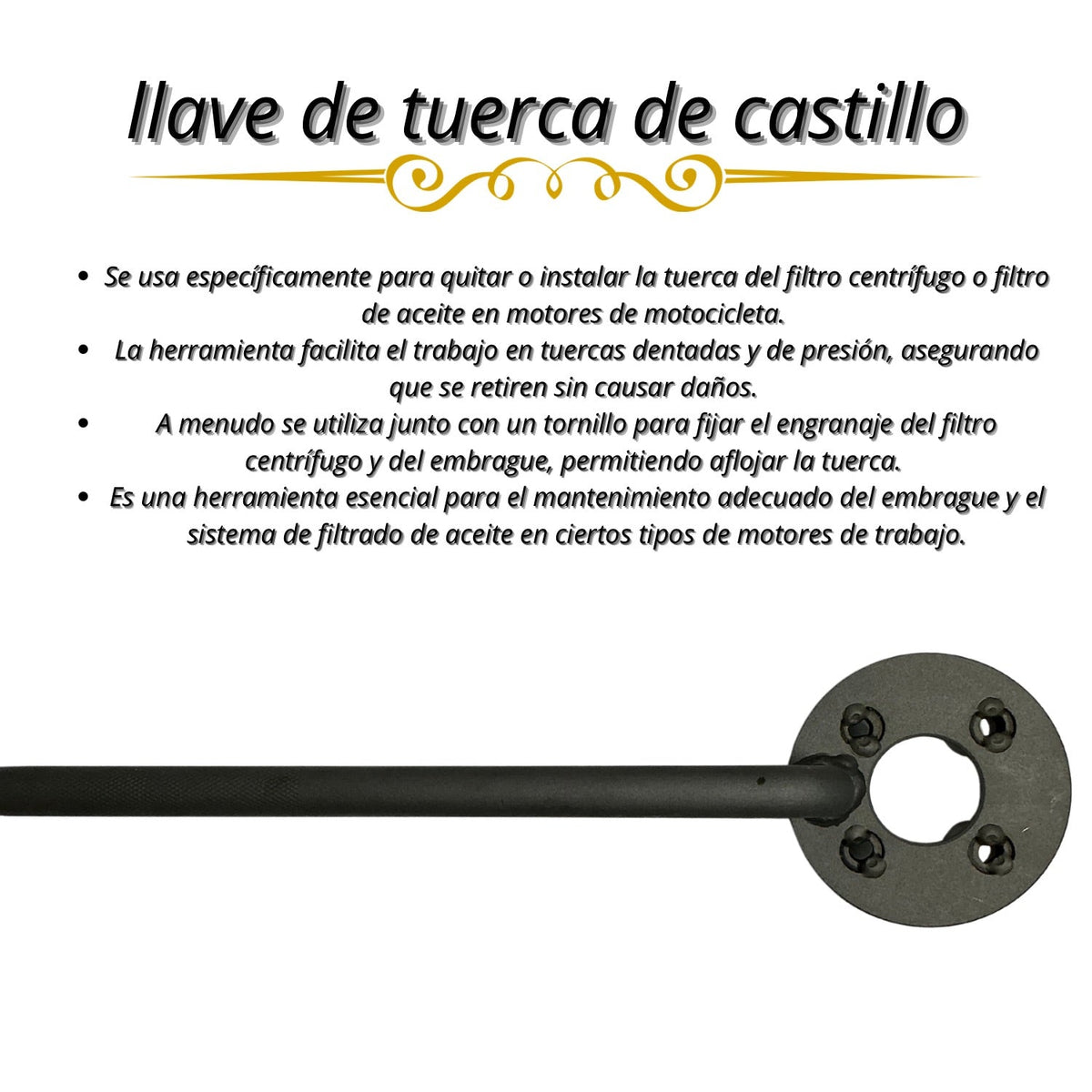 Llave de castillo de 4 puntas para filtro centrífugo y embrague de moto - foto 3