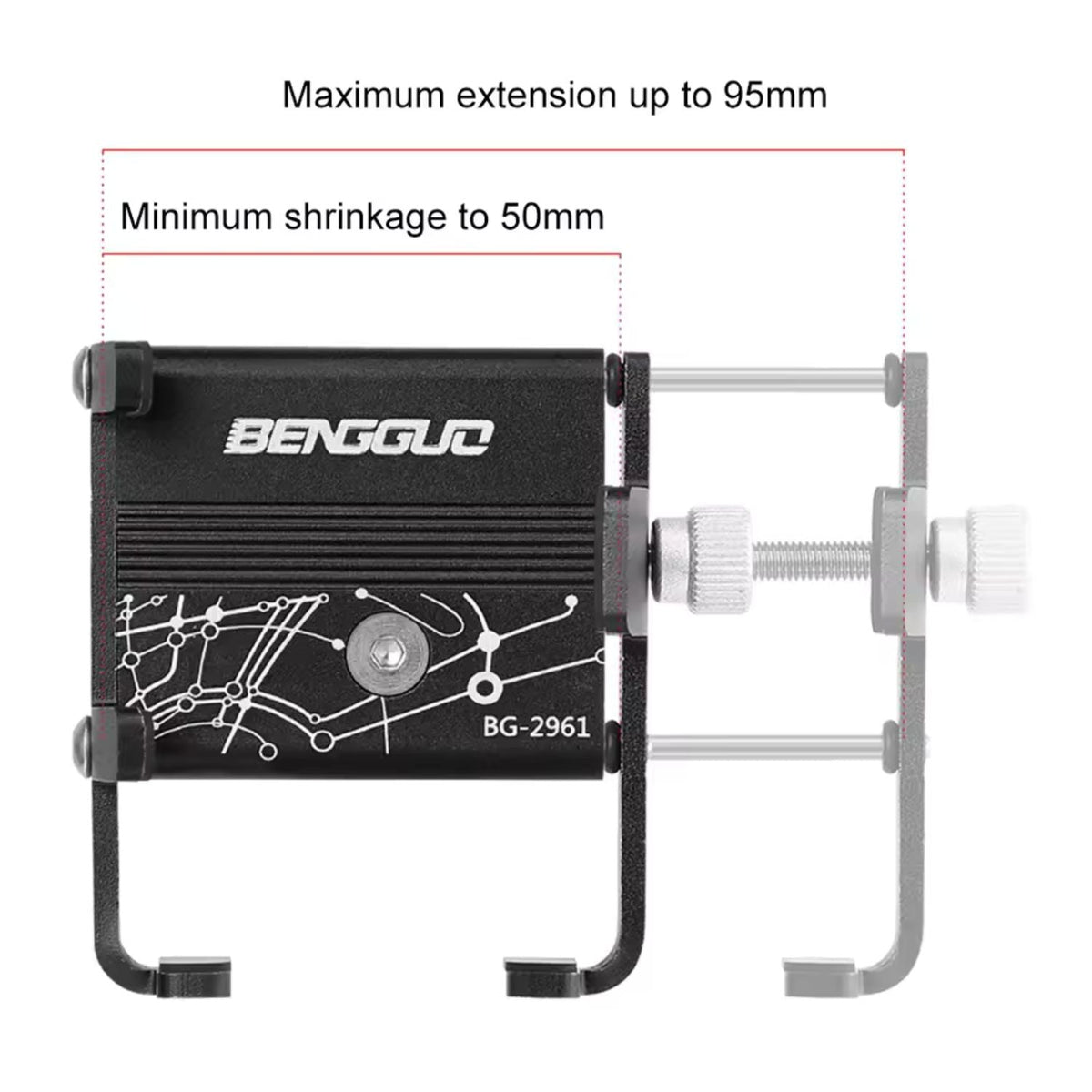 Soporte de celular de aluminio para manubrio, ajustable de 50 a 95 mm - foto 4