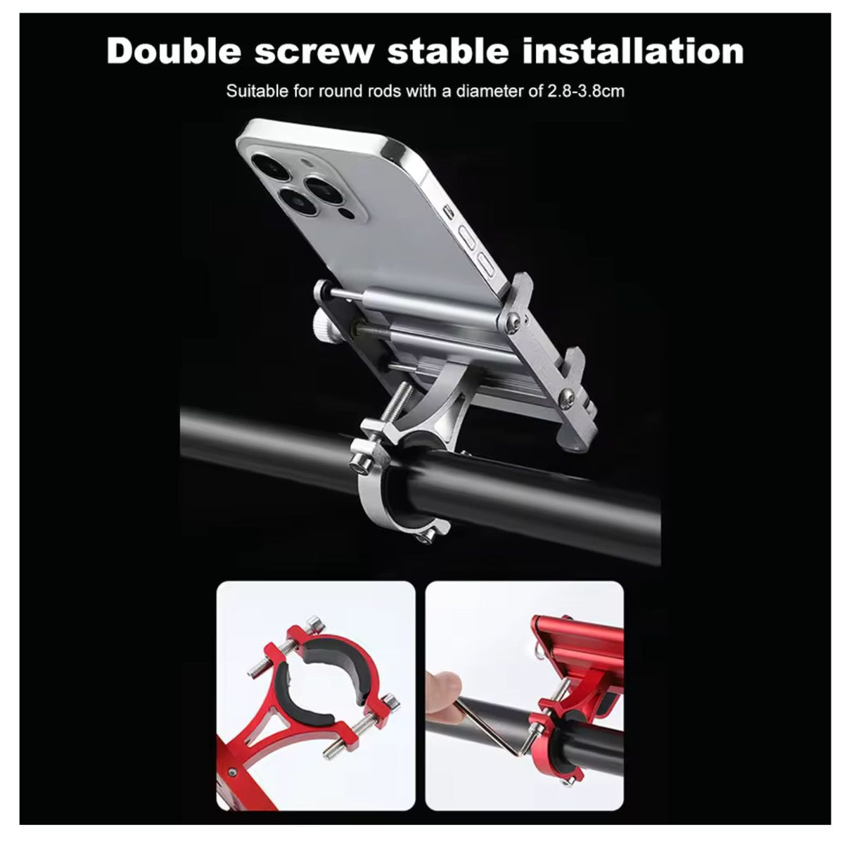 Soporte de celular de aluminio para manubrio, ajustable de 50 a 95 mm - foto 5