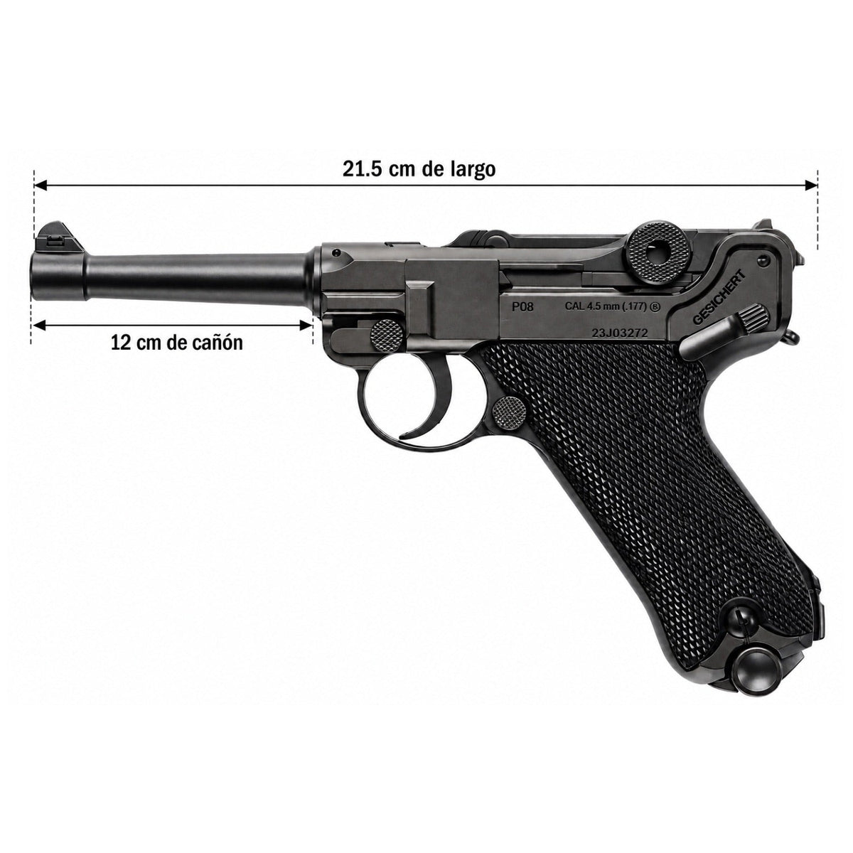 Pistola de aire Umarex Legends P08 CO2 4.5 mm de estilo clásico - foto 2