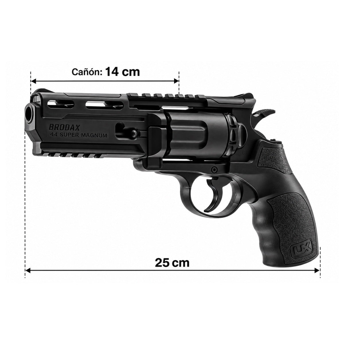 Revólver de aire Brodax .44 Super Magnum CO2 4.5 mm con cañón de 14 cm - foto 2