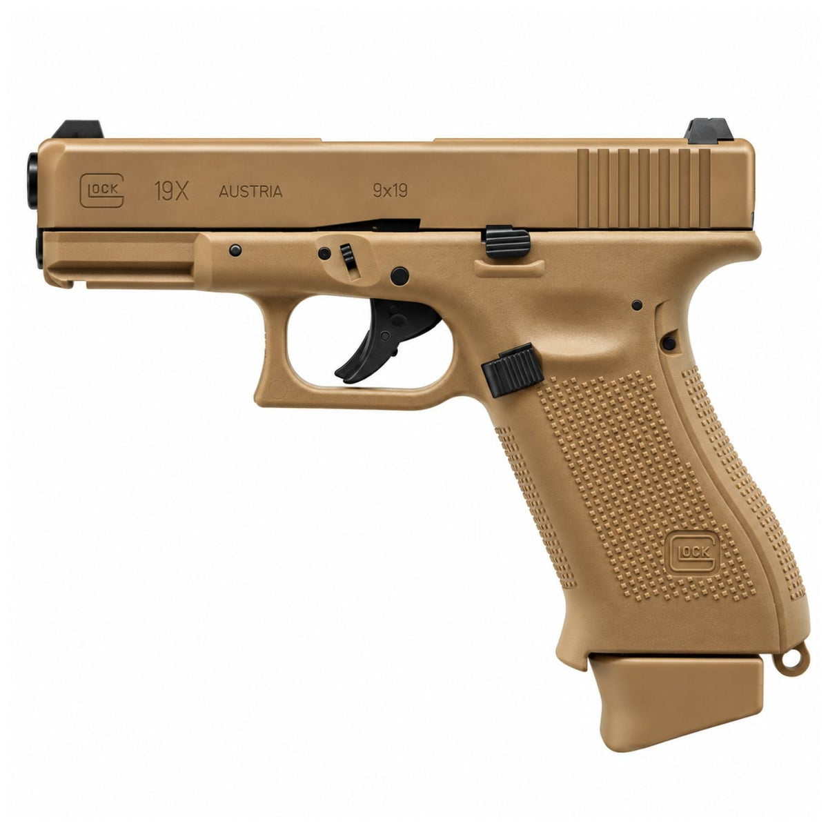 Pistola de aire Glock 19X CO2 en acabado kaki (FDE), calibre 4.5 mm