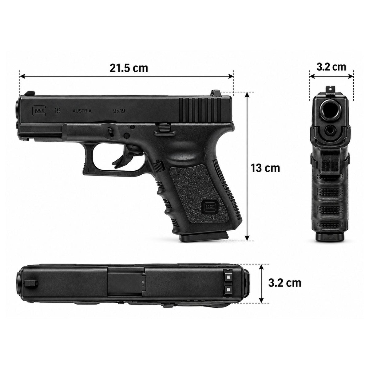 Pistola de aire Glock 19 Gen3 CO2 4.5 mm semiautomática con cargador de 21 BBs - foto 2