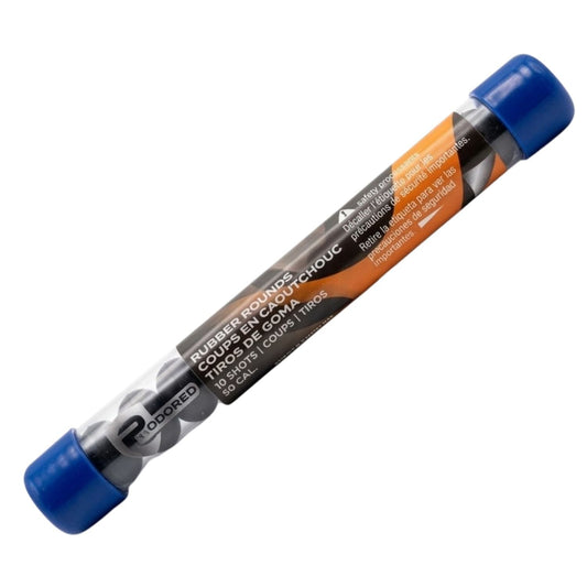 Munición de goma calibre .50 (12.7 mm) para entrenamiento, tubo de 10 piezas