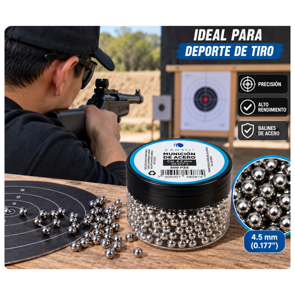 Balines de acero calibre 4.5 mm (.177) para tiro deportivo, 500 o 1,500 piezas - foto 8