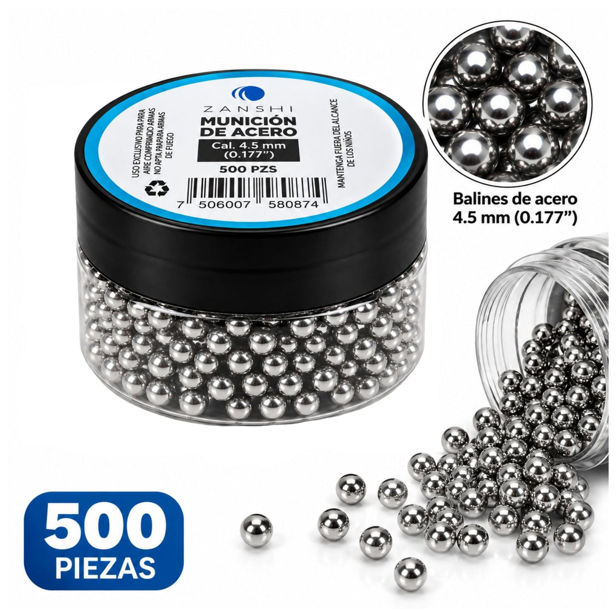 Balines de acero calibre 4.5 mm (.177) para tiro deportivo, 500 o 1,500 piezas - foto 4