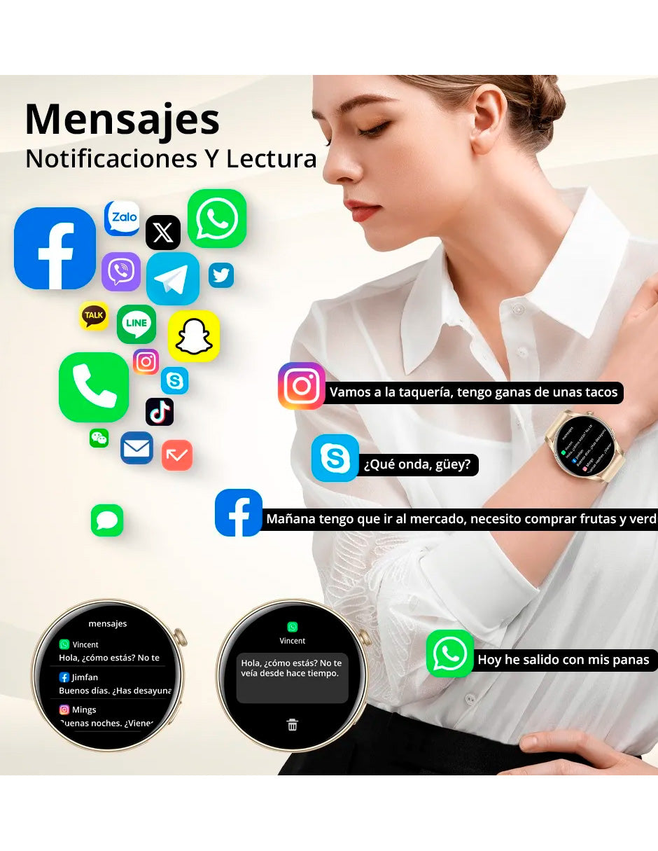 Smartwatch  V73 Multifuncional con pantalla Amoled Dorado