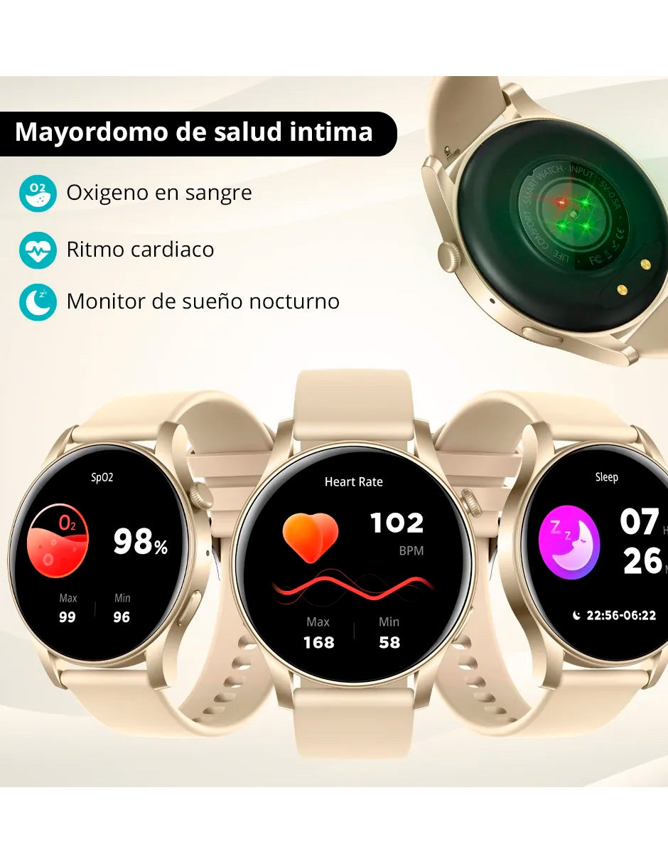 Smartwatch  V73 Multifuncional con pantalla Amoled Dorado