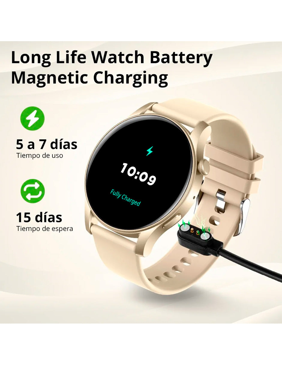 Smartwatch  V73 Multifuncional con pantalla Amoled Dorado