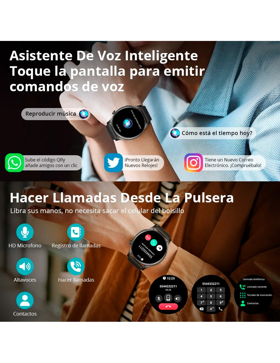 Smartwatch  V73 Multifuncional con pantalla Amoled Negro