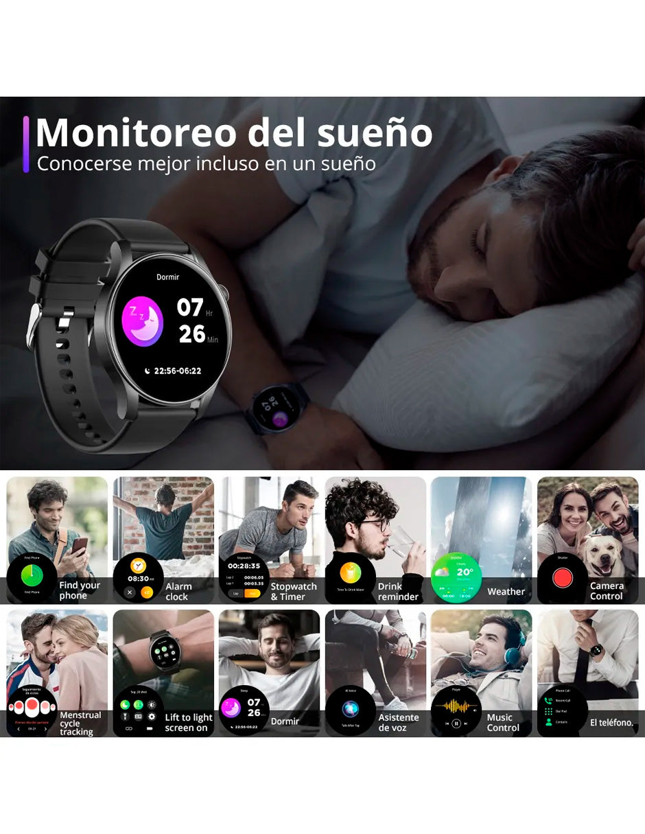 Smartwatch  V73 Multifuncional con pantalla Amoled Negro